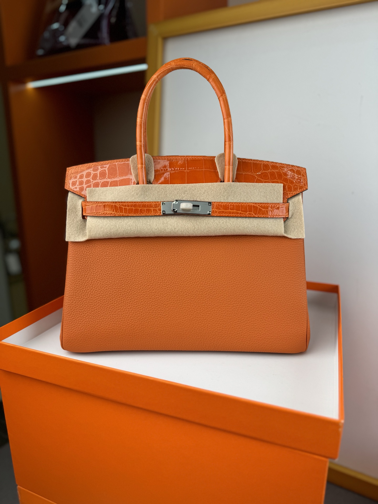 Birkin/Birkin-30cm-touch-Togo-and-Shiny-Crocodile-Orange-SHW/img_001