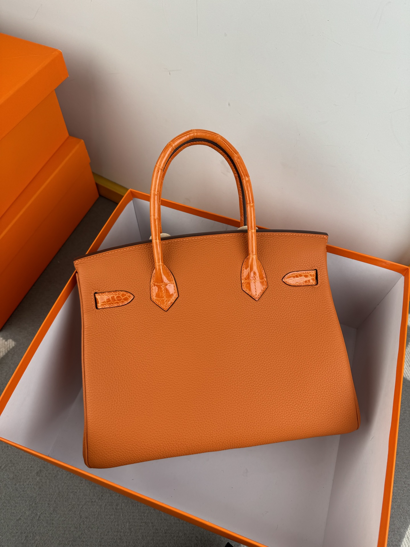 Birkin/Birkin-30cm-touch-Togo-and-Shiny-Crocodile-Orange-SHW/img_003